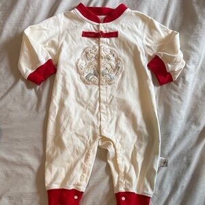 Cream and Red Kids One Piece